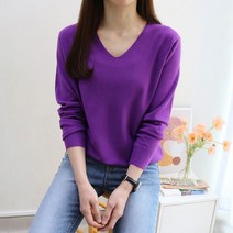 레이츄 / 부드러운 여자 기본 무지 브이넥 니트 (19컬러)