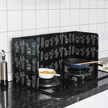 스텐 가스렌지 가림막 가스레인지 가드 기름튐방지 기름막이 바람막이 (1P), 블랙