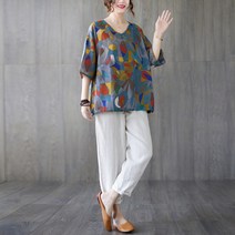 Girl Wow 반팔 티 왕언니 빅 사이즈 루즈 여름 쿨링 원단 한복 티