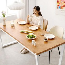 원목 고무나무 4인용 6인용 식탁세트 의자4(리버스) 1800x800 화이트다리:브라운4, 색상