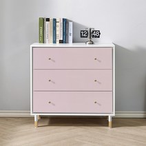스텔라 서랍장 수납장 800 3단, 베이비 핑크