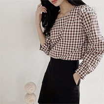에피소드블랑 에피소드블랑 여자대학생 스퀘어넥 체크 블라우스 4color (6011122)