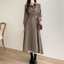 하몬 버클 롱 플레어 셔츠 하객룩 원피스