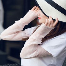 블루팝 여성 실크 팔토시, 살구