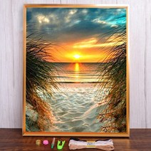 보석십자수 창업 도구 풍경 하늘 달 인쇄 크로스 스티치 패턴 DIY 자수 수제 그림 세공 뜨개질 스탬프 보석, 30x40cm, 14CT 면사, HMA65850_30x40cm_14CT 실크 스레드