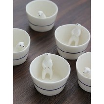 북극곰 도자기 일본식 사케잔 2개 세트 세라믹 예쁜, 2개세트 / 곰 술잔