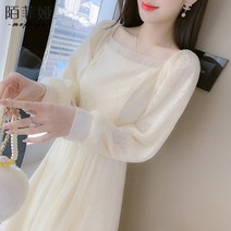 봄 뷔스티에 원피스 커플 시밀러룩 키작녀 여성옷 112240 봄 레이스 바닥 드레스 여성 가을 겨울 2022 새로운 서양식 나이 감소 기질 페어리 롱 스커트