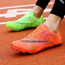 점핑슈즈 신발 점핑 Zapatillas Hombre 남성 트랙 필드 전문 운동 스파이크 경량 러닝 트레이닝 스니커즈 롱 점프 스포츠, 44, SY-259-그린 오렌지