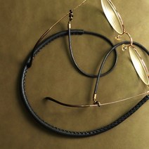 에치펠레 가죽으로 감싼 안경줄 시크블랙 교체형 추가고리 가죽안경줄