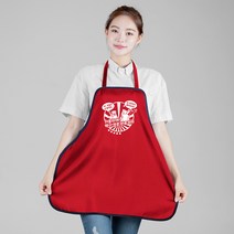 백신 접종완료 나염인쇄 앞치마 레드 손님용 오투라이프 기획 앞치마, 1개, 백신/레드