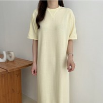 바이엘르 부드러운 반팔 맨투맨 롱 원피스