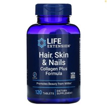 라이프익스텐션 헤어 스킨 네일 콜라겐 플러스 포뮬러 120정 베리솔 Life Extension Hair Skin & Nails Collagen Plus Formula, 1개, 기본