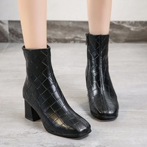 JINGHENG 앵글부츠빅사이즈여성부츠41-44부츠자녀43겨울가모힐사각통굽통발통통통통앵클부츠여42 XXX0001 xxxx0000