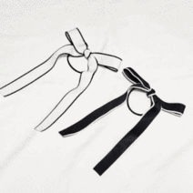 화이트 블랙 리본끈 여성 리본 고무줄 머리끈 헤어핀 헤어밴드 성인 2종 선물 세트