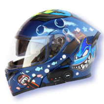 킥커머스 초경량 블루투스 풀페이스 시스템 오토바이헬멧 하이바 바이크 헬멧, L, 아쿠아샤크