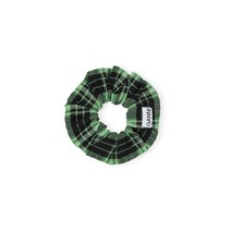 가니 스크런치 GREEN SEERSUCKER CHECK FRILL BOW SCRUNCHIE