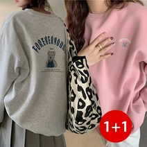 2장 스타일아유 여성 봄 가을 레터링 곰 라운드 루즈핏 맨투맨 티셔츠 A3A1TS1584MX9