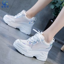 셀럽당 어린 흰 신발 자녀 신발 통기망면 키높이 통굽 스니커즈 웨지힐 단화