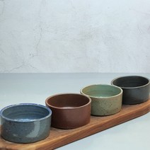 토판 원 일자 찬기 핸드메이드 도자기 찬기 반찬그릇, 베이지