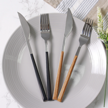 신혼 홈파티 집들이 고급스런 스텐 우드 스테인리스 수저 양식기 커트러리, 내추럴블랙숟가락