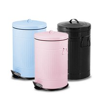 파스텔 모던 컬러 휴지통 (양철) 3L/5L/12L/20L (블루/핑크/블랙/화이트/그레이), 3L, 화이트