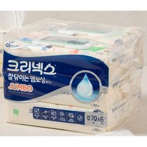 크리넥스 잘닦이는엠보싱 물티슈 점보 캡형, 3팩