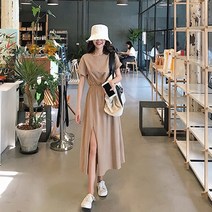 여름 옆트임 반팔 A라인 롱원피스