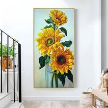 실십자수 해바라기 도안세트 초보 꽃 식물 풍경 작품 거실 인테리어 프랑스자수, 60x120cm