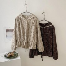 브이와이 여자 빅카라 허리스트링 잔꽃 플라워 블라우스