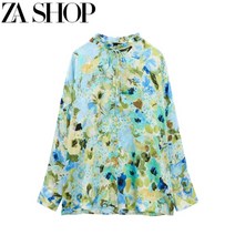 ZA 여성 플라워 새틴 팬츠 2934145 자라 플라워 프린팅 블라우스 3034166