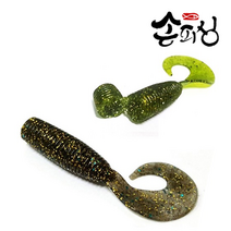 손피싱 댕댕이웜 50개입/광어 다운샷 우럭 쏘가리 광어웜 채비 낚시, 모터오일레드펄 PA16