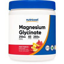 Nutricost 마그네슘 글리시네이트 파우더 과일 펀치 250g 30%, 8.80 Ounce (Pack of 1), Fruit Punch