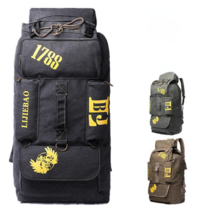 캔버스 백패킹배낭 초경량 백팩 방수 등산가방 하이킹 약초 캠핑 배낭가방 100L, 블랙