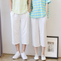 린넨바지 8부 남녀공용 빅사이즈 밴딩바지
