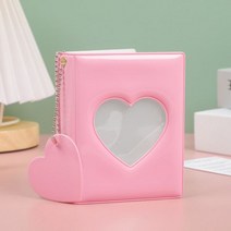 32 포켓 3 인치 포토 카드 홀더 heart love 사진 앨범 솔리드 폴라로이드 앨범 instax 사진 보관 케이스 수집 책, 분홍색