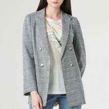 여성 린넨 글렌체크 더블 슬림 자켓 [2컬러]