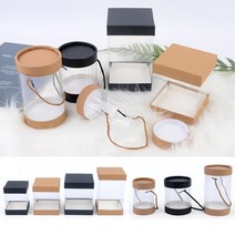 골든트리 투명 원통 사각통 선물케이스 10개입 1세트 선물포장케이스 선물상자, 사각 7.5x10cm 블랙 10개입 1세트