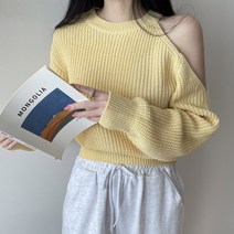 어깨트임 언발 하찌 크롭 긴팔니트