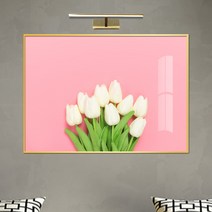 보고아트 로맨틱 플라워 알록달록 튤립 생화 식물 그림 거실 인테리어 액자, [17] 하얀튤립_핑크배경