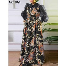 롱 원피스 맥시 여성 파티 드레스 여행 Vonda 가을 2022 인쇄