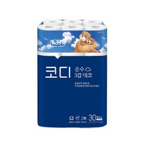 코디 순수 3겹 데코 화장지 30M, 30롤, 1팩