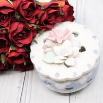 봉헌꽃 원형 도자기 묵주함