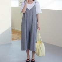 [비나인] 루오 린넨 스트라이프 점프슈트