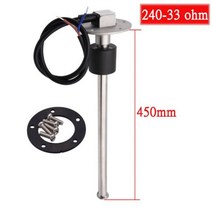 52mm 보트 자동차 연료 레벨 게이지 0-190ohm 240-33ohm 미터 해양 수위 센서 요트 9-32V 용 송신기 장치, 450mm 240-33 ohm