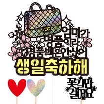 비비드레인 생신 생일 케이크토퍼, 96-명품백(엄마)+픽3개