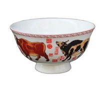 접시 그릇 도자기 중국식 찻잔 컵 식기 세트 중국 오래된 파스텔 다섯 황소 그릇227-227