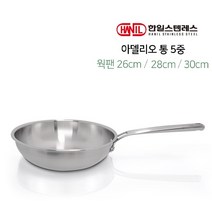 [한일스텐레스]아델리오 스텐 통5중 IH 프라이팬 인덕션 28cm 30cm, 1개