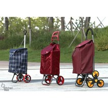 시장 바구니 5종 가방 쇼핑 카트 접이식 바퀴 핸드 카트 세바퀴 핸드 이동식 캐리어, 체크브라운, 프리미엄캐리어