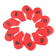 아이언 커버 PU 골프 아이언커버 골프채헤드 커버 10pcs, 레드