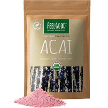 FeelGood Organic Superfoods 아사이 파우더 비건 GMO 프리 아사이 베리 차 및 아사이 볼용 항산화제 118.4g (4온스)